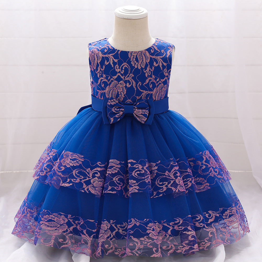 Vestido De Festa Infantil Renda Floral Lacinho