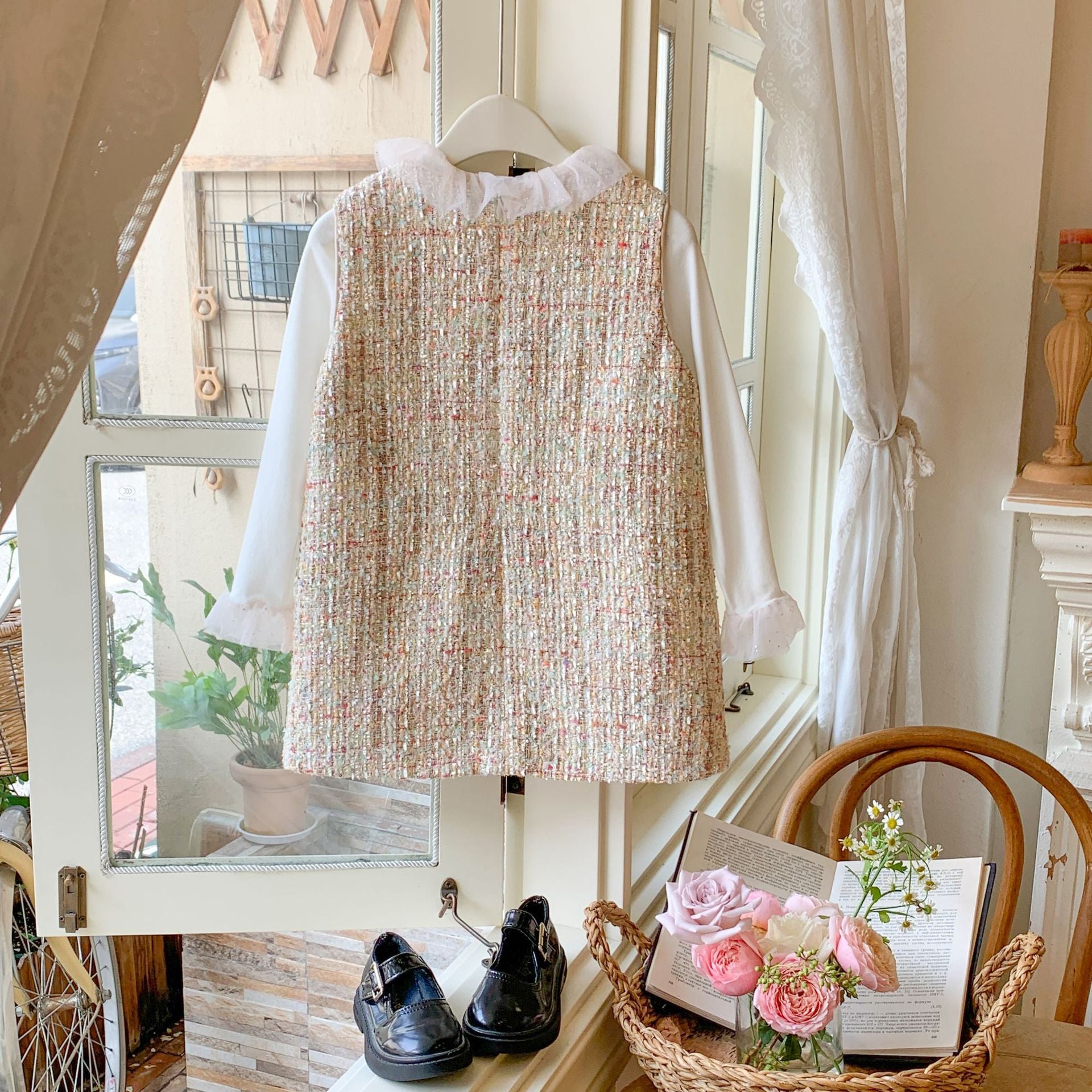 Vestido Infantil Tweed + Camisa