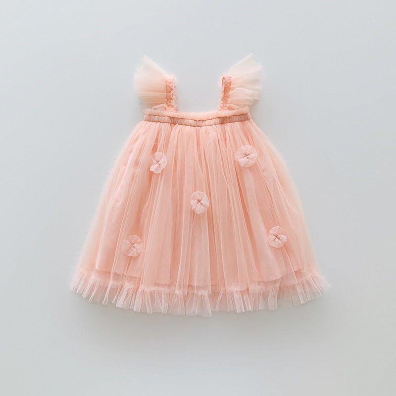 Vestido Infantil Tule com Flores