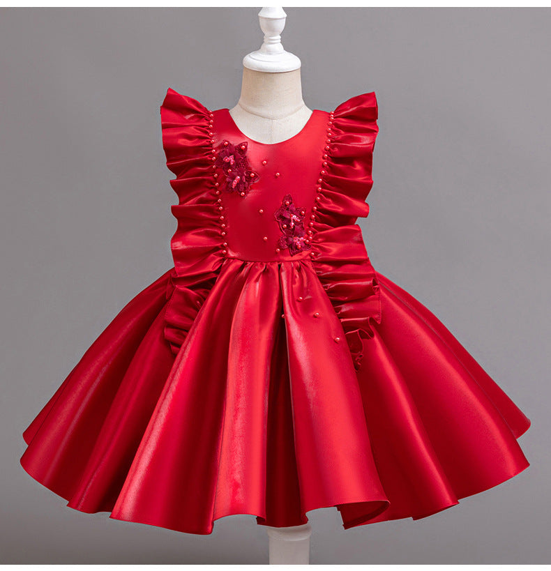 Vestido De Festa Luxo Florzinhas com Pérolas