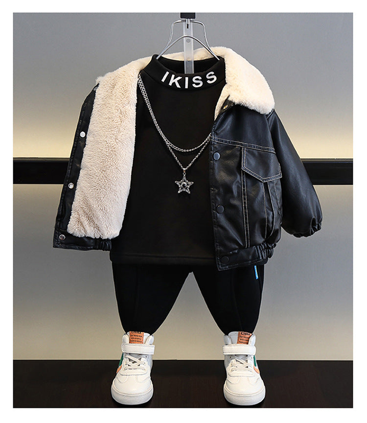 Jaqueta Infantil de Couro Peluciada