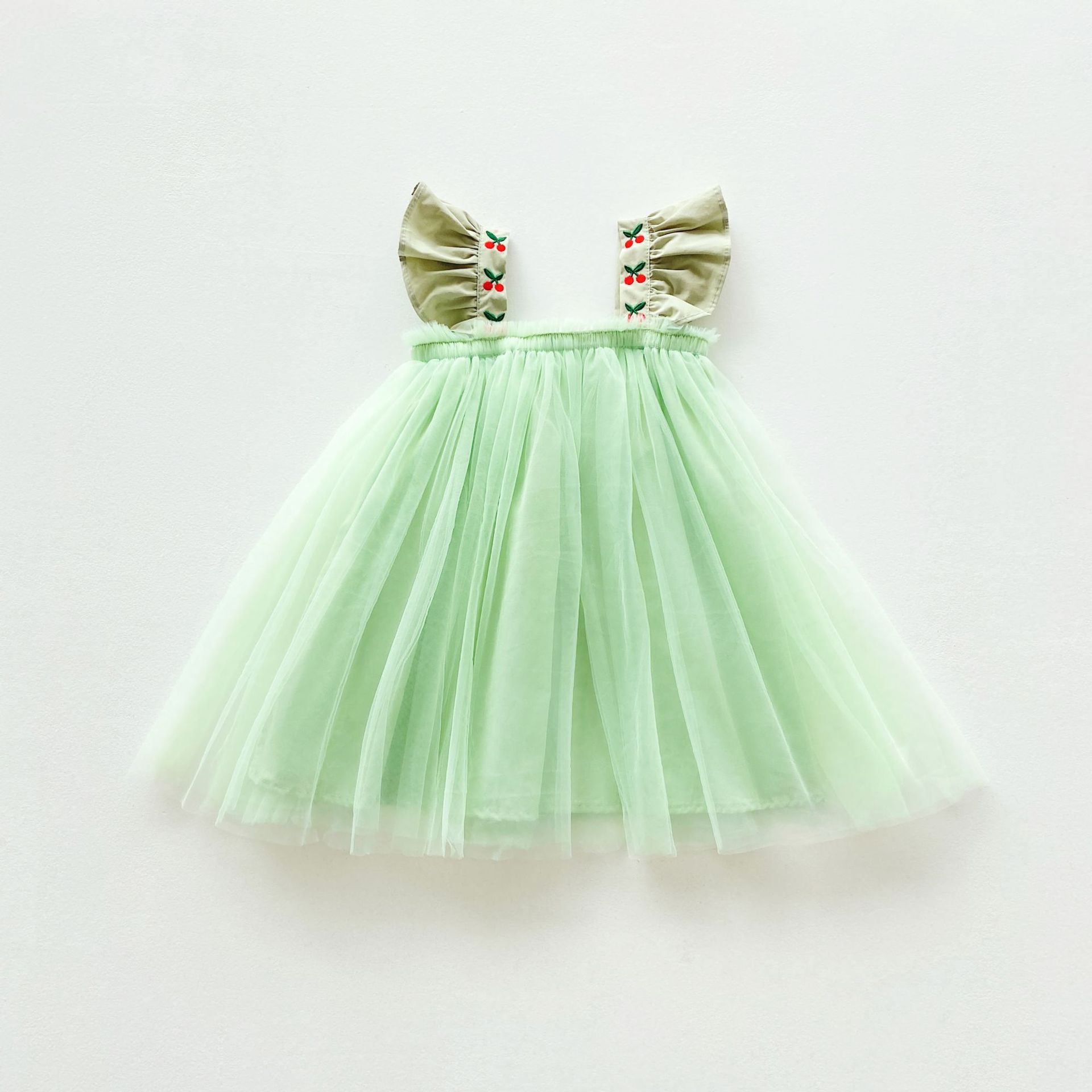 Vestido Infantil Tule Alcinha Cerejinhas