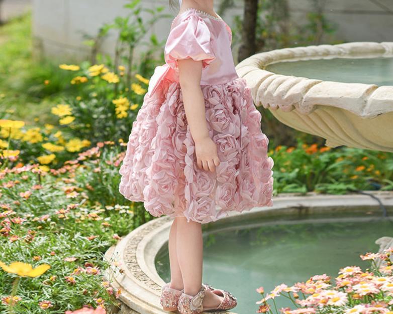 Vestido Infantil Rosa Flores