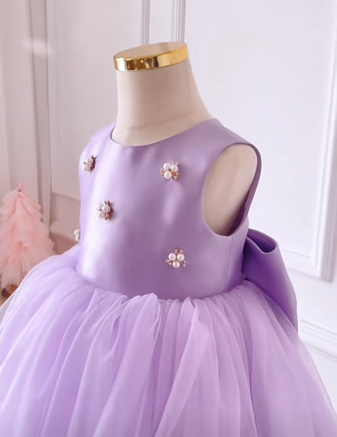 Vestido de Festa Infantil Roxo Pérolas