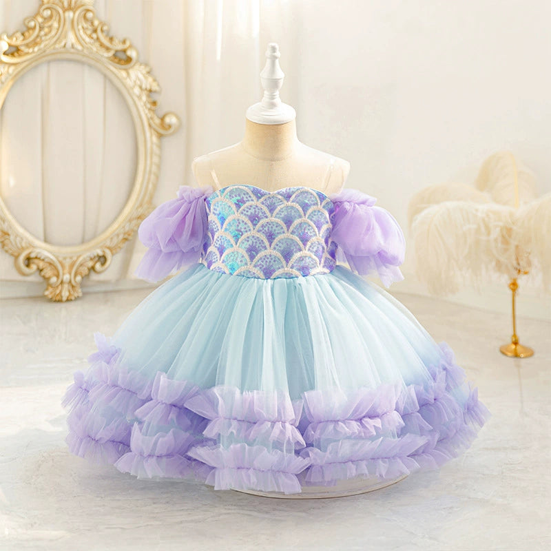 Vestido Infantil Tule Sereias