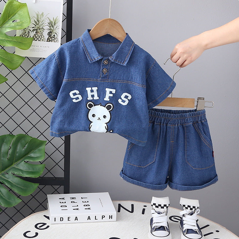 Conjunto Infantil Polo Jeans Bichinho