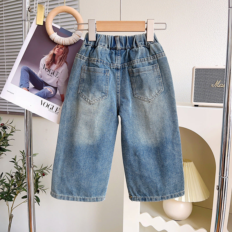 Calça Infantil Feminina Jeans Pérolas