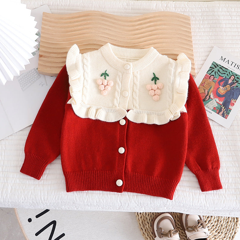 Cardigan Infantil Feminino Tricô Uvinha