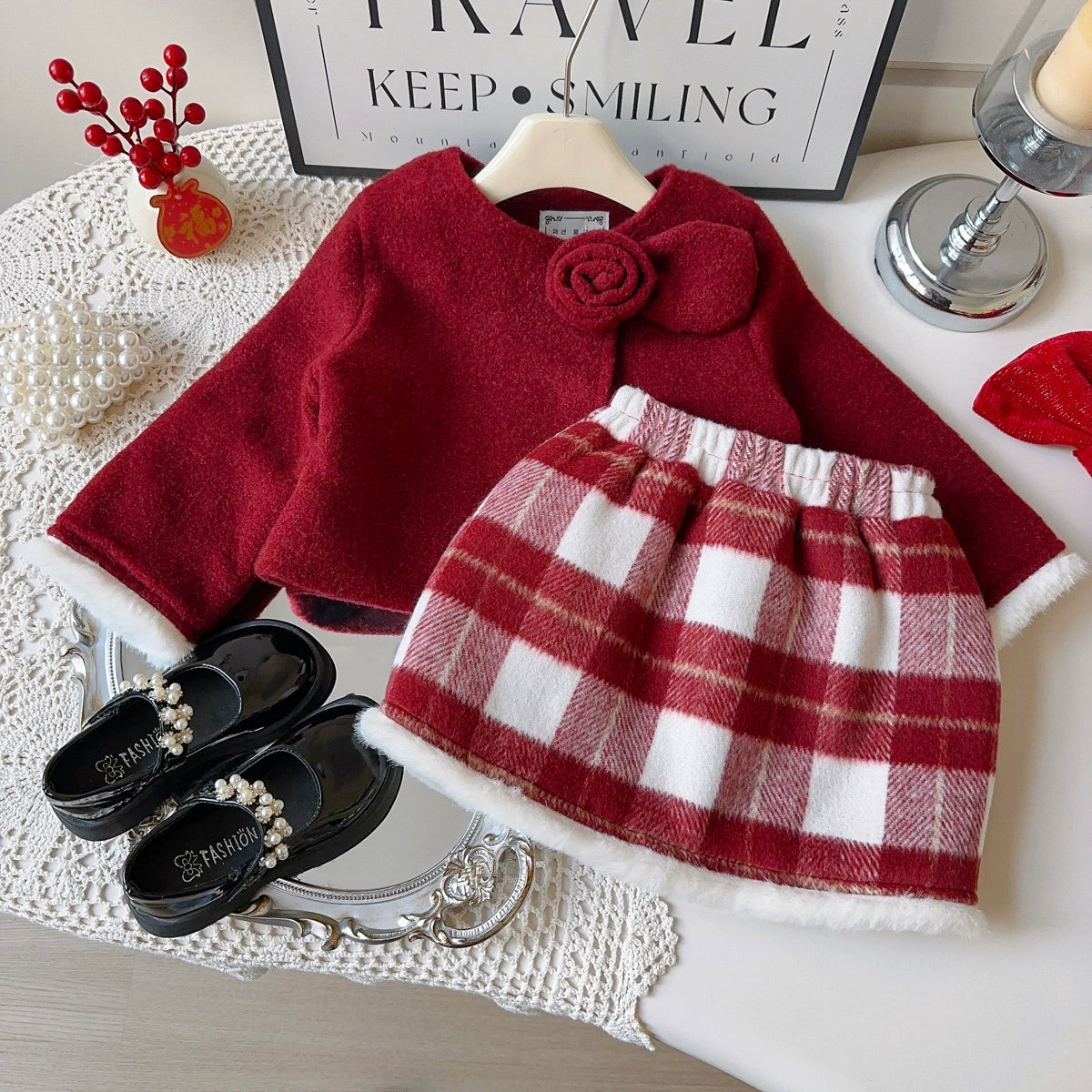 Conjunto Infantil Florzinha e Xadrez