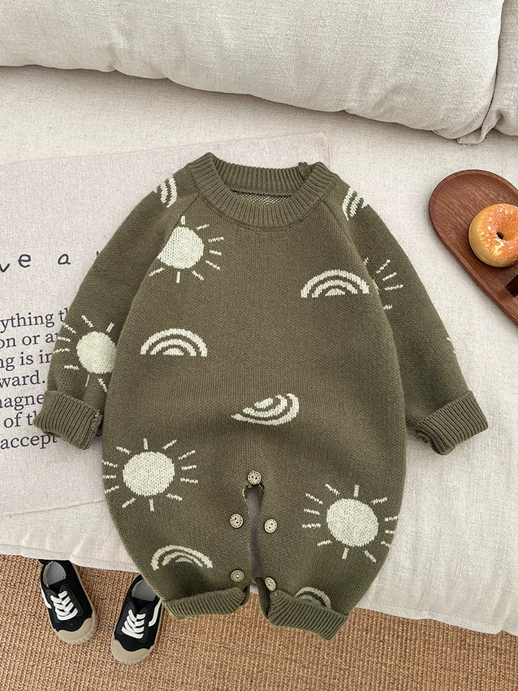 Macacão Infantil Tricô Sol e Lua