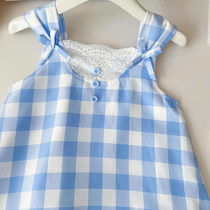 Vestido Infantil Xadrez Azul