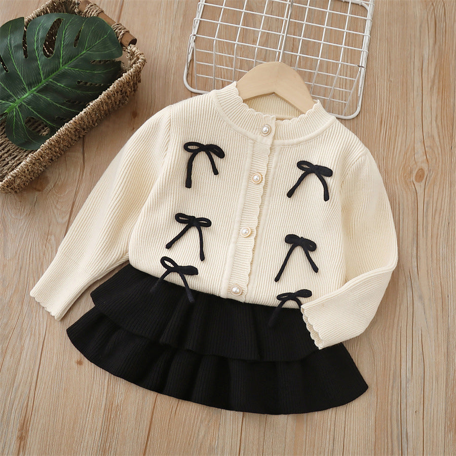 Conjunto Infantil Tricô Inverno Lacinhos