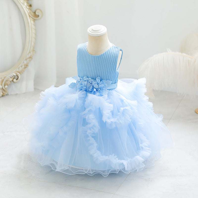 Vestido Infantil De Festa Saia Tule Florzinhas