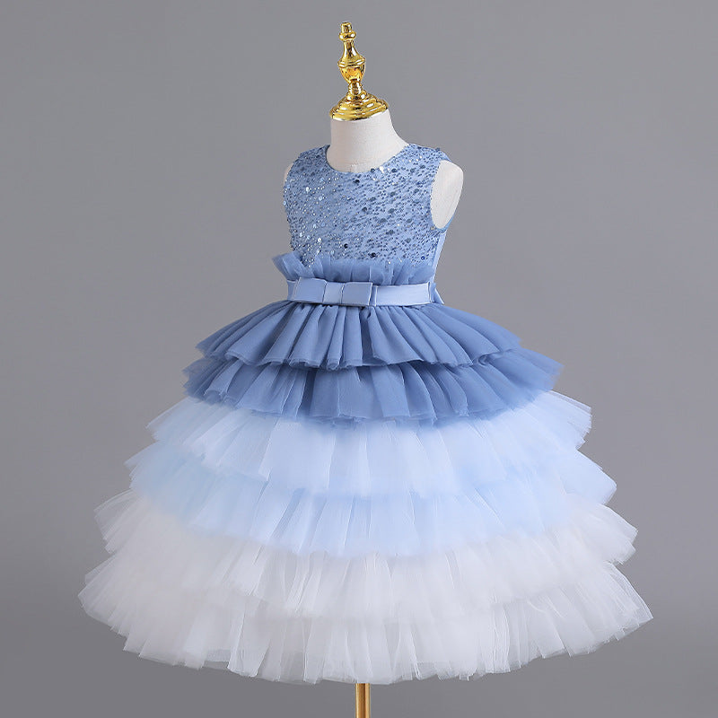 Vestido Infantil Tule Camadas Brilhante