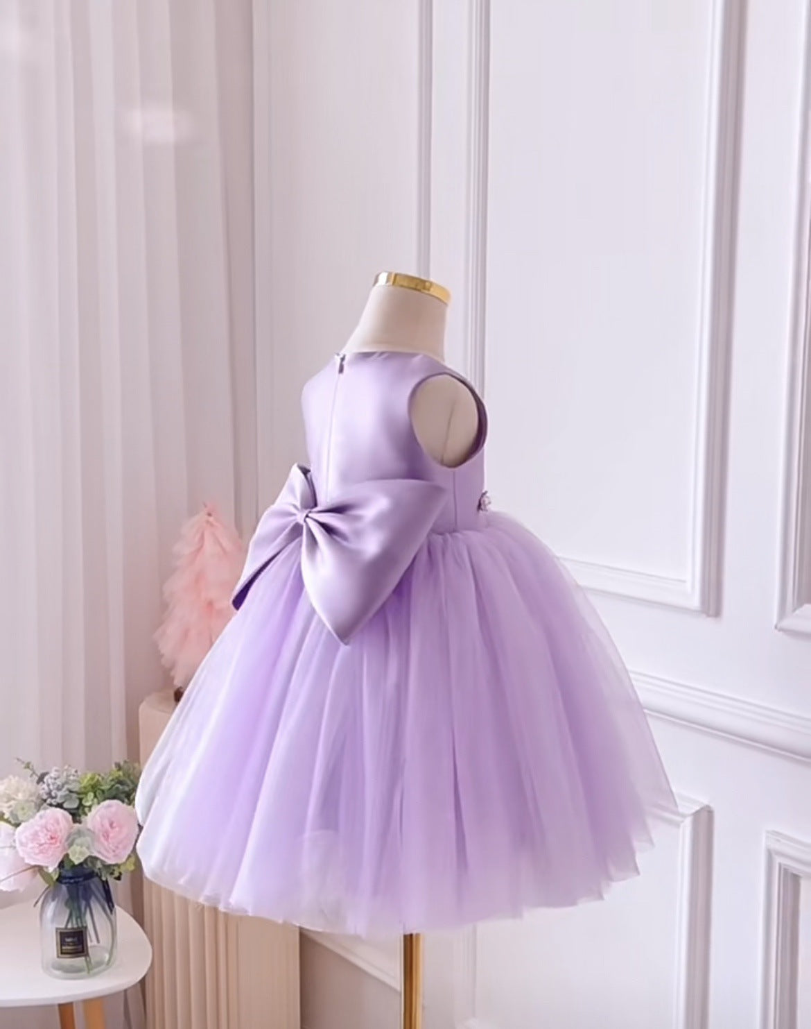Vestido de Festa Infantil Roxo Pérolas
