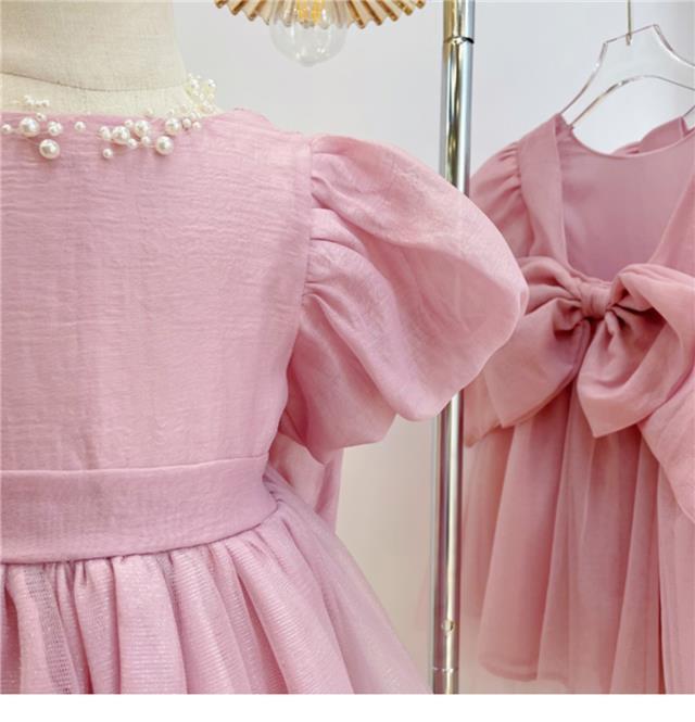 Vestido Infantil Tule Rosa Lacinho