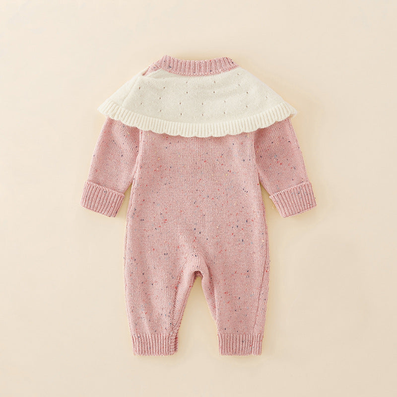 Macacão Infantil Feminino Tricô Pomponzinho