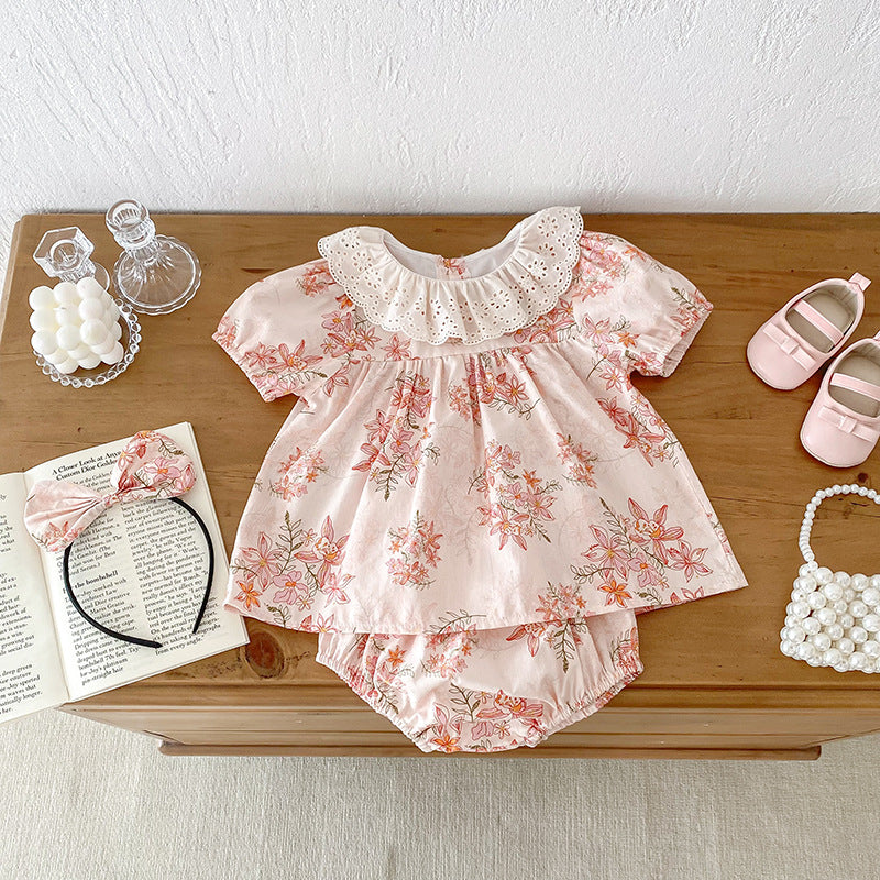 Conjunto Infantil Feminino de Verão Florzinhas