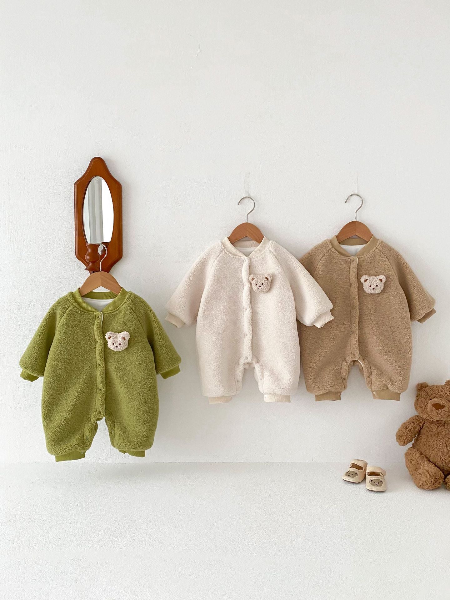 Macacão Infantil Pelúcia Botões Ursinho