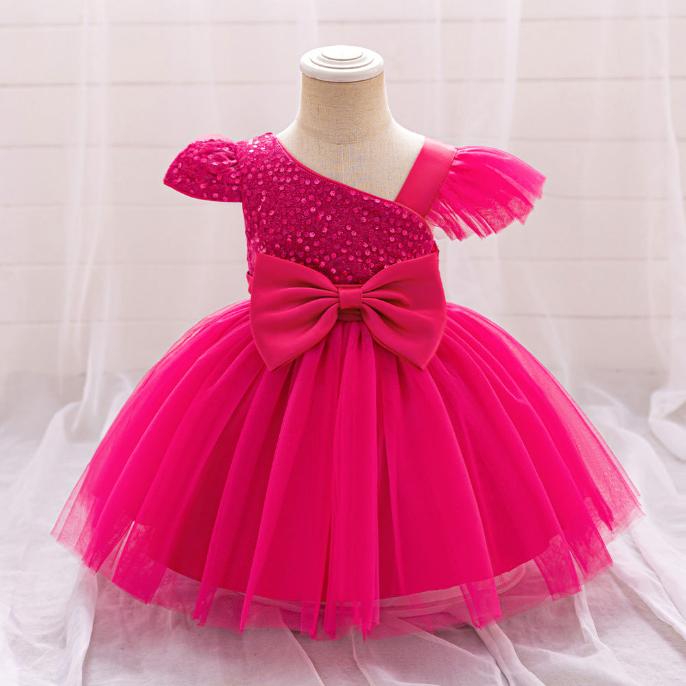 Vestido Infantil De Festa Strass Lacinho