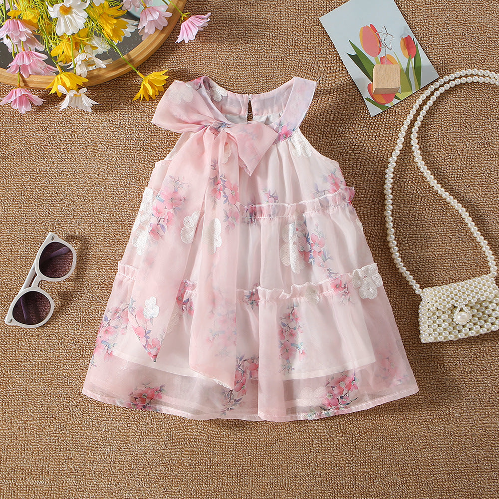 Vestido Infantil Floral Lacinho
