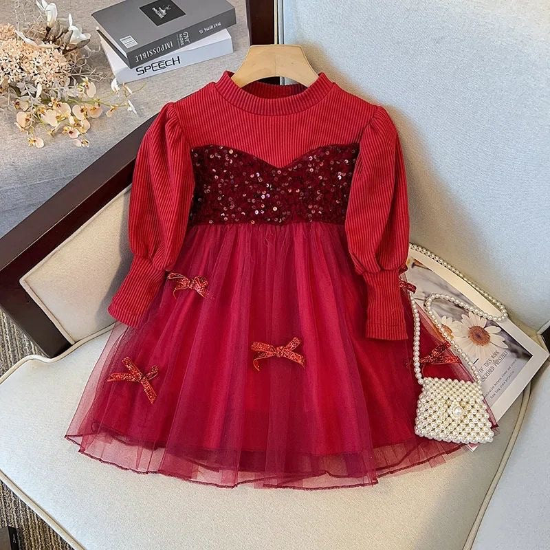 Vestido Infantil Lantejoulas Lacinhos