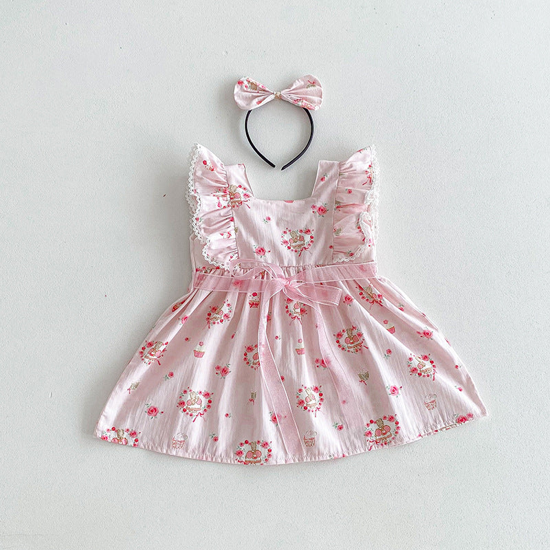 Vestido Infantil Ursinhos e Flores