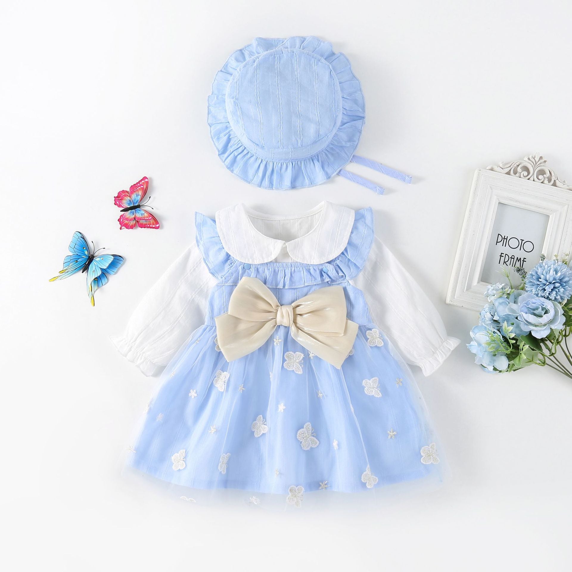 Vestido Infantil Borboletinhas + Chapéu