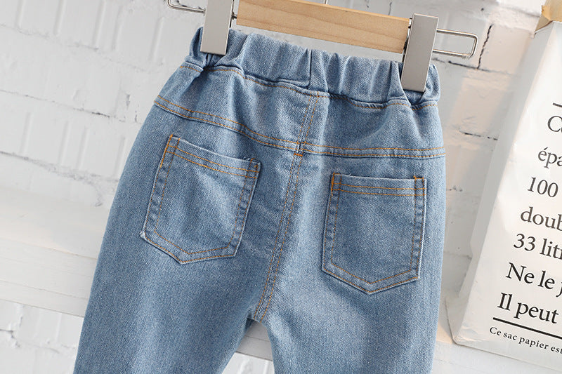 Calça Infantil Feminina Jeans Lacinho e Coraçõeszinhos