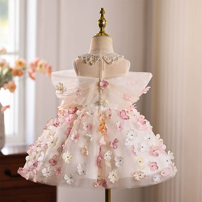 Vestido Infantil de Festa Florzinhas e Laço