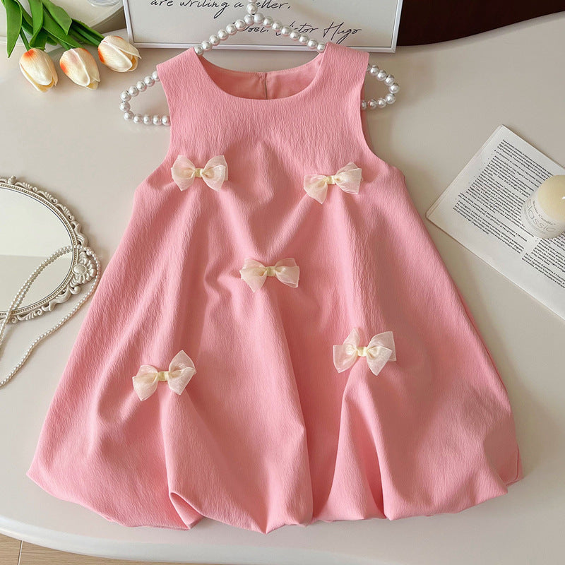 Vestido/ Conjunto Infantil Rosa Lacinhos