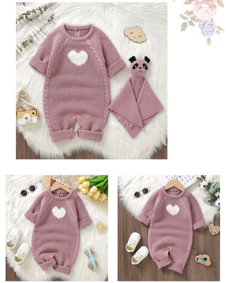 Macacão Infantil de Tricô Coração