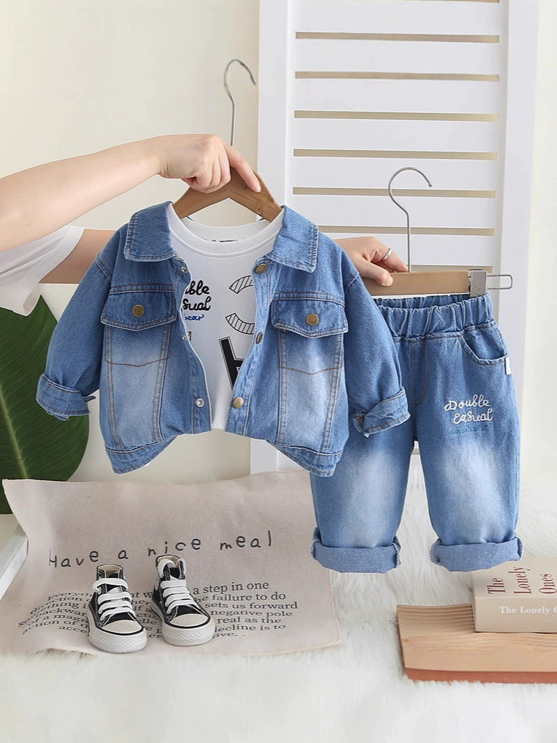 Conjunto Infantil Masculino Jeans 3 Peças