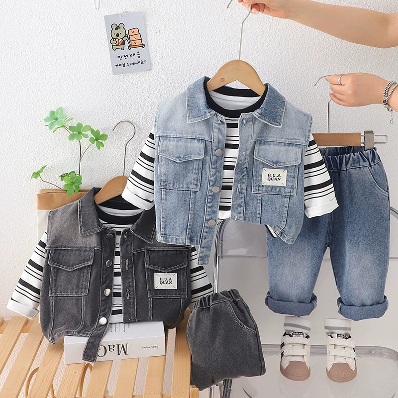 Conjunto Infantil Jeans Bolsinhos 3 Peças