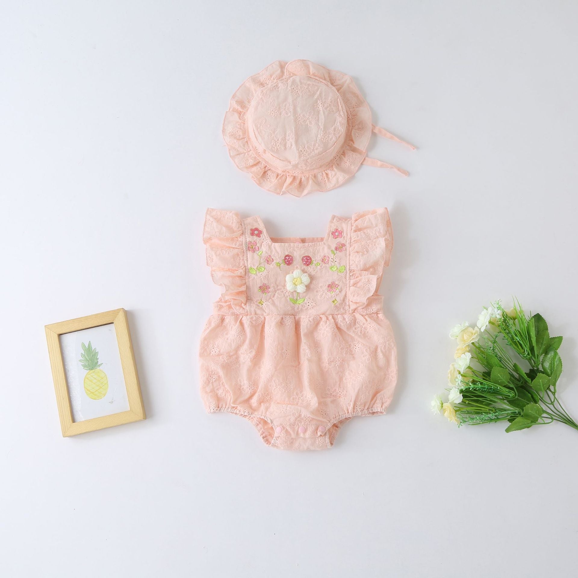 Body Infantil Feminino Florzinhas + Chapéu