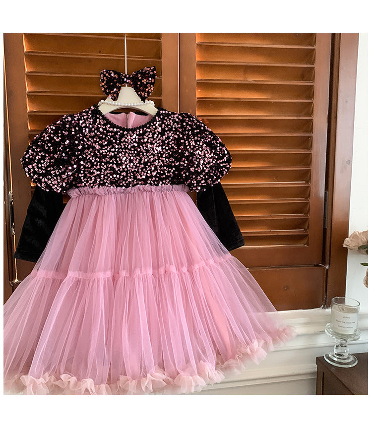 Vestido Infantil Rosa Brilhante