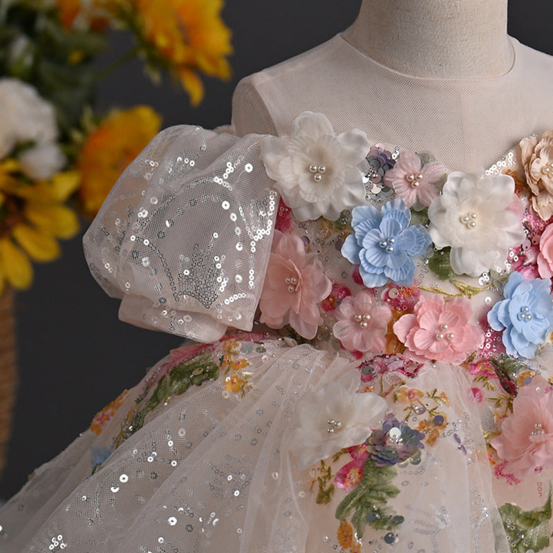 Vestido Infantil Brilhante Flores