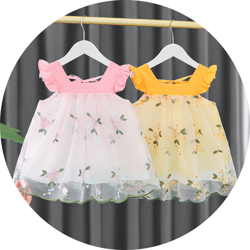 Vestido Infantil Floral Tule