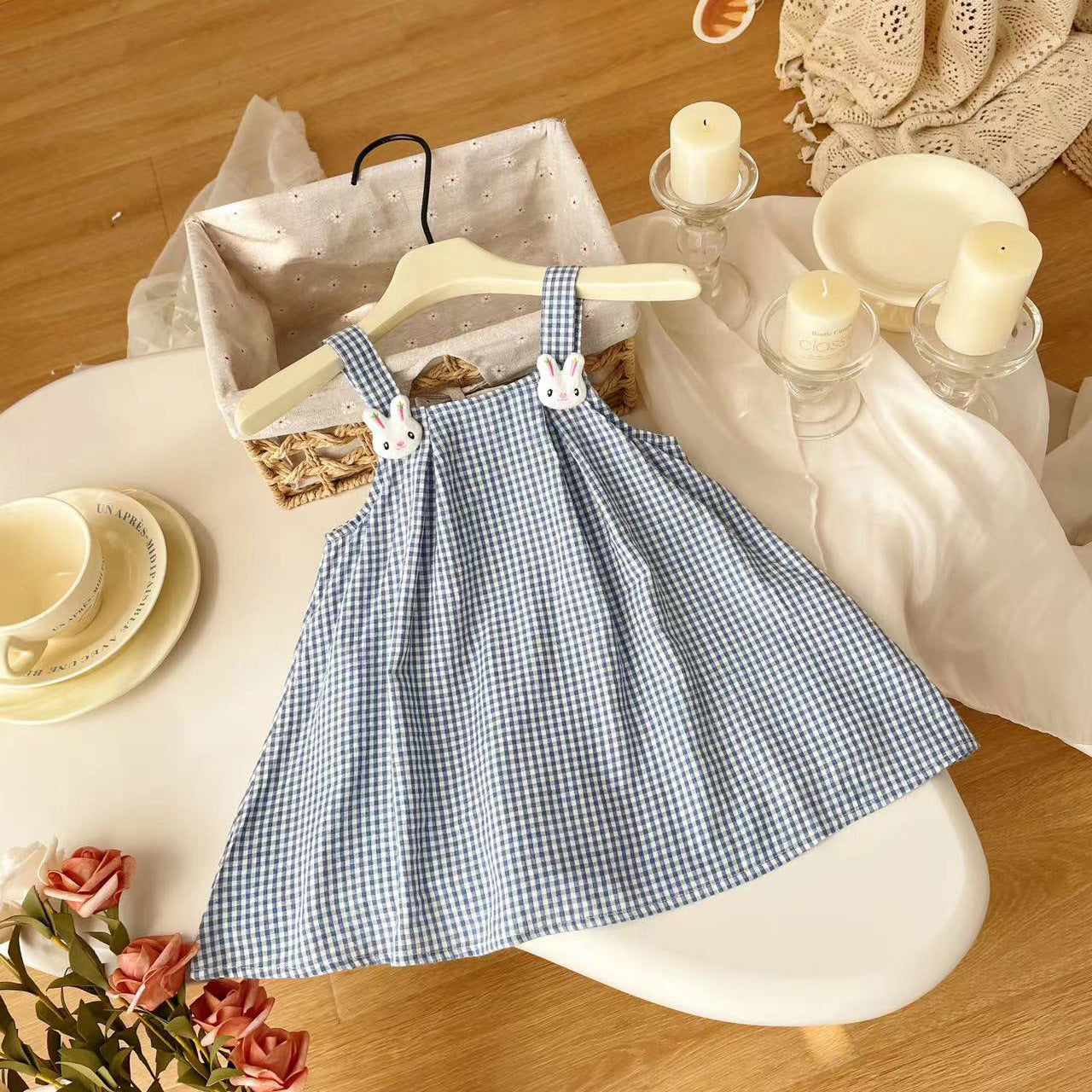 Vestido Infantil Xadrez Coelhinhos