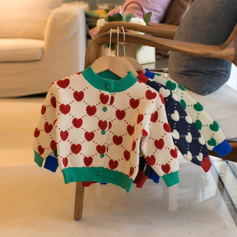 Casaco Infantil Feminino Botões Coraçõezinhos