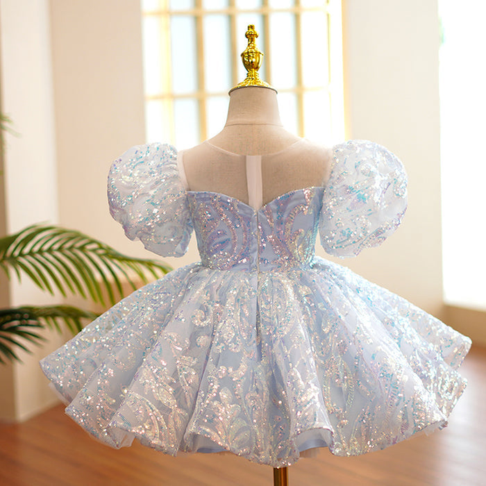 Vestido Infantil Azul Brilhante
