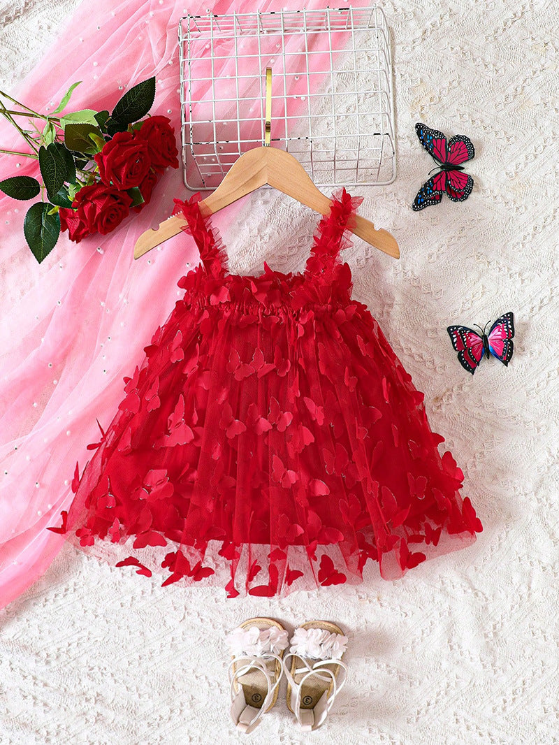 Vestido Infantil Vermelho Borboletinhas