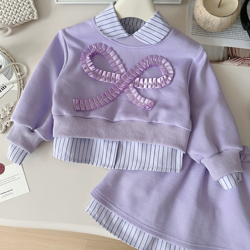 Conjunto Infantil Feminino Roxo Lacinho