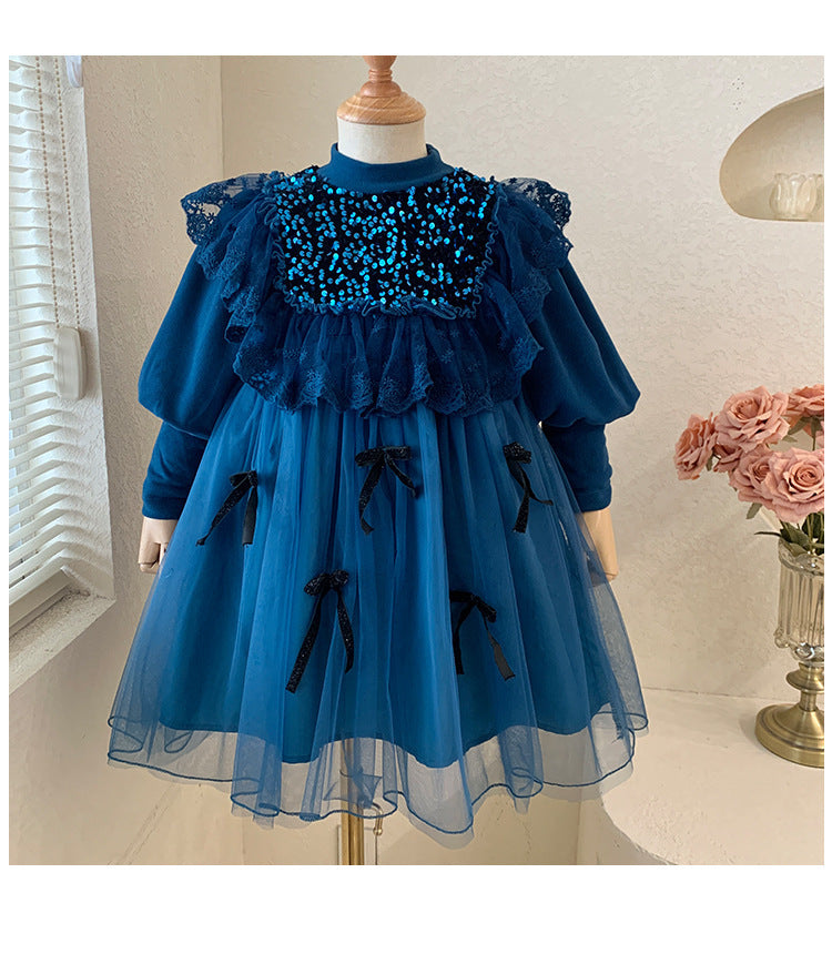 Vestido Infantil Tule Brilhos e  Lacinhos