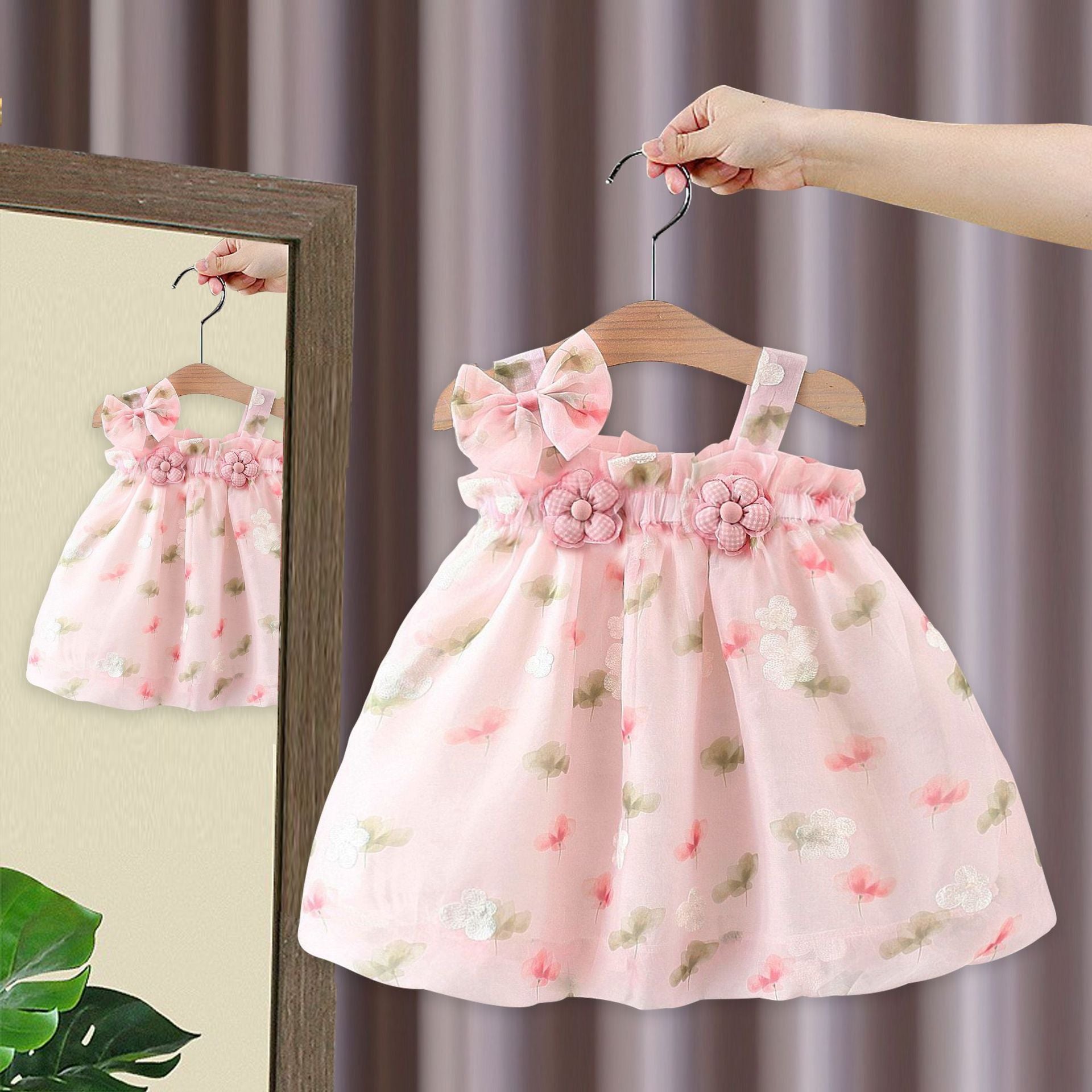 Vestido Infantil Floral Lacinho