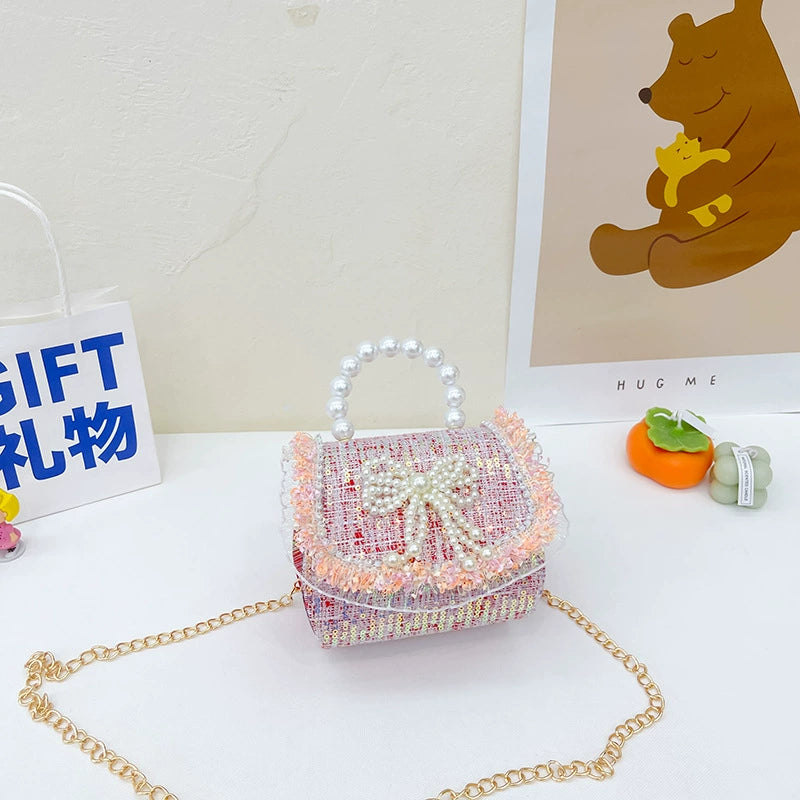 Bolsa Infantil Feminina Alcinha de Pérolas