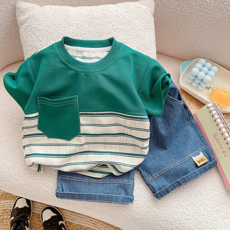 Conjunto Infantil Masculino Lístras Bolsinho