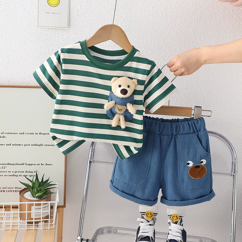 Conjunto Infantil Verão Lístras Ursinho