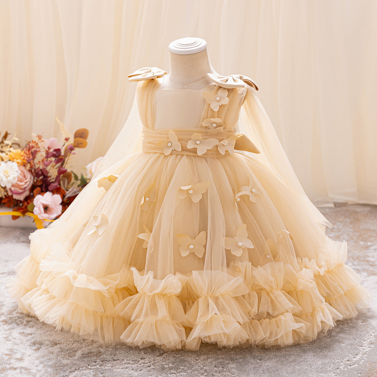 Vestido Infantil De Tule Borboletinhas