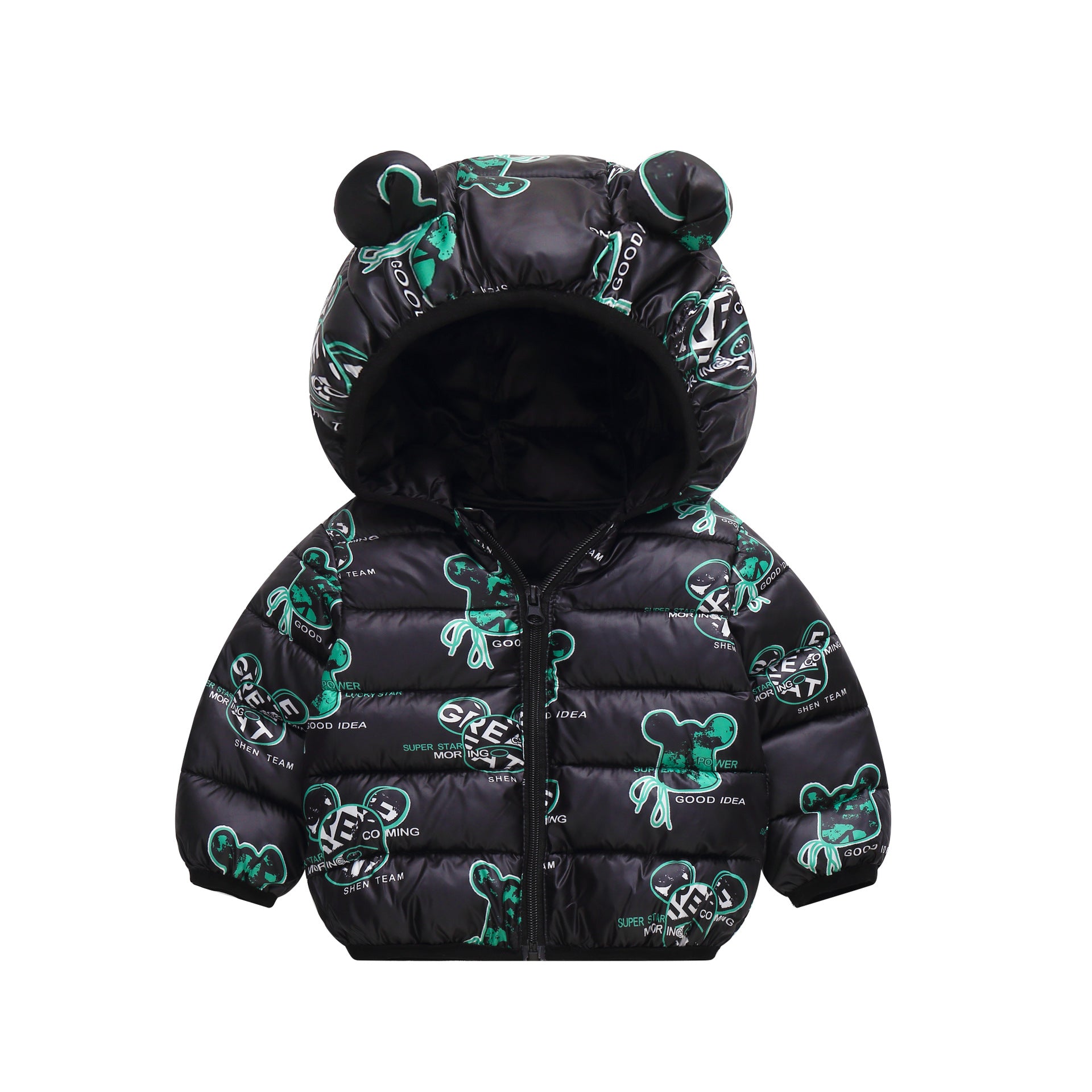 Jaqueta Infantil Puffer Estampas Orelhinhas